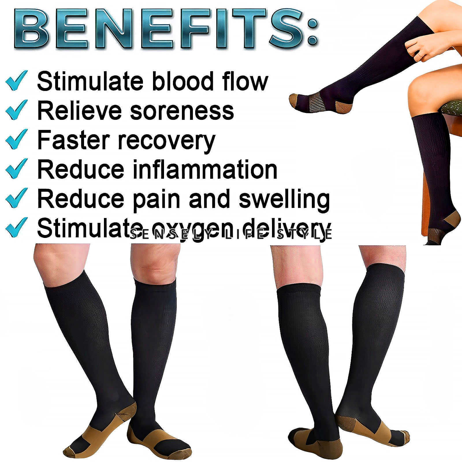 [ 3-6 Pairs ] Graduated Compression Socks for Women Men 15-20 Mmhg Plus Size US