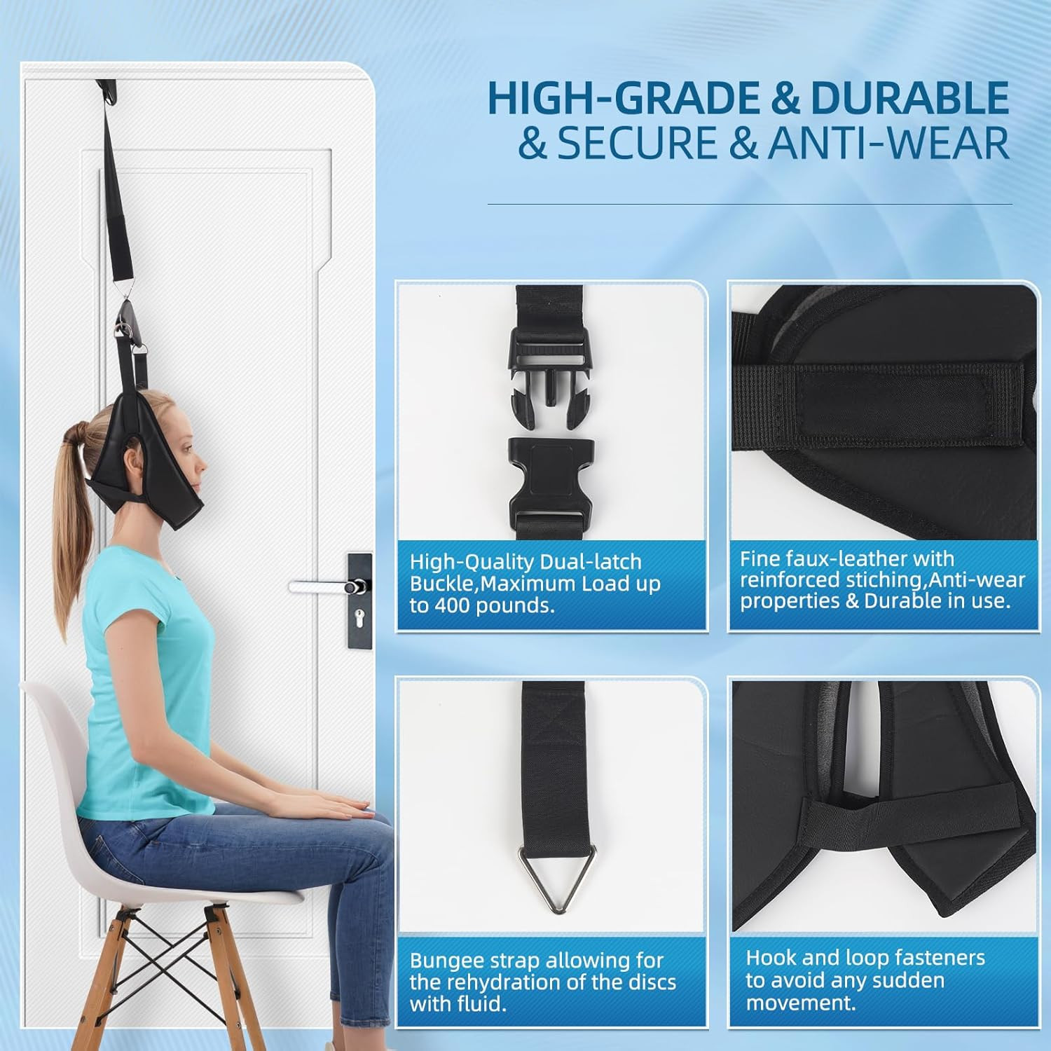 Cervical Neck Traction Device Over-The-Door,Portable Neck Stretcher,Effective Ho