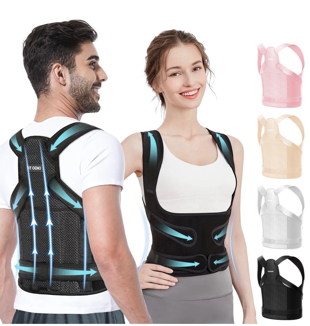 Fit Geno Back Brace Posture Corrector for Women and Men, Shoulder Straightener