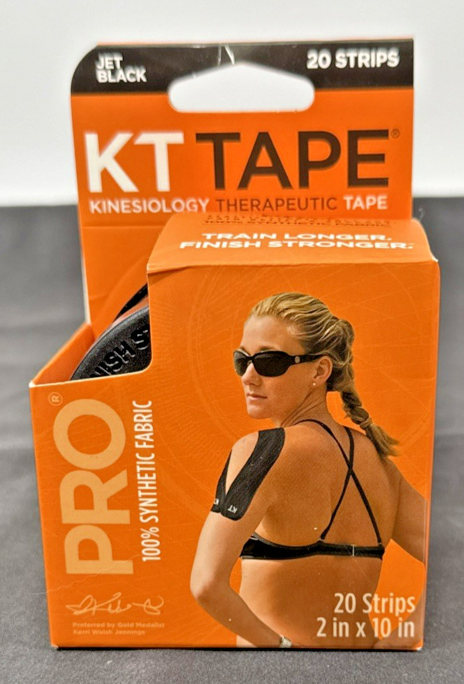 KT Tape Kinesiology Therapeutic Precut Strips Jet Black 20 Count NIB