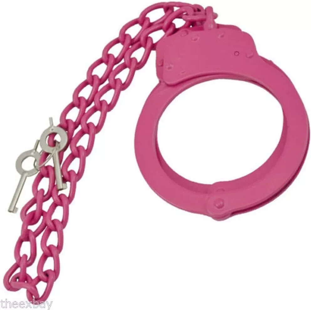 2 keys pink color handcuffsDouble Locking Cuffs Cuff maximum large chain