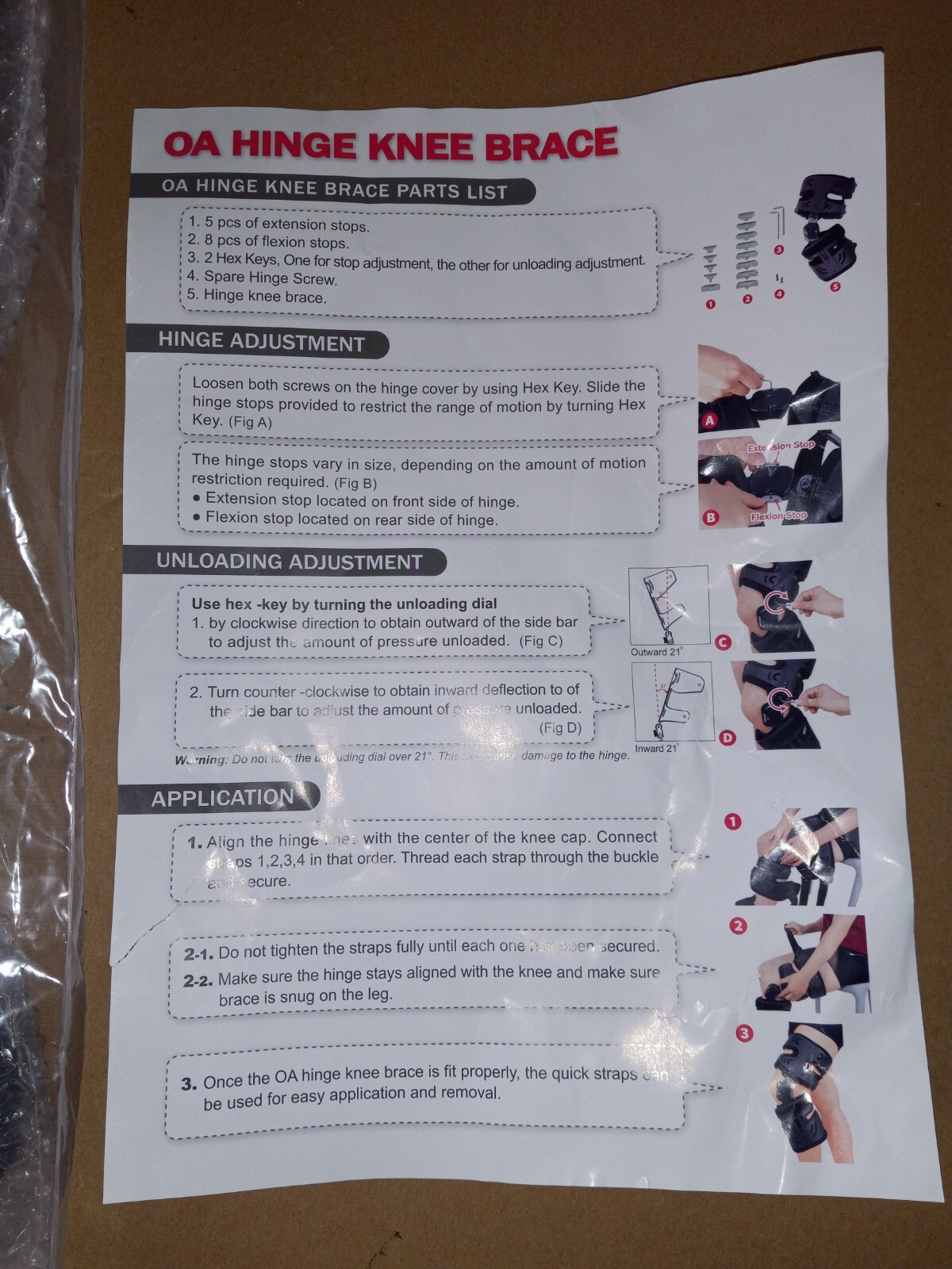OA Hinge Knee Brace for Right Knee One Size Fits All – Pain Buster PB-001 – NEW!