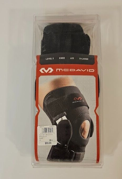mcdavid knee brace 422 adult XL black hinged hook & loop closure new level 3