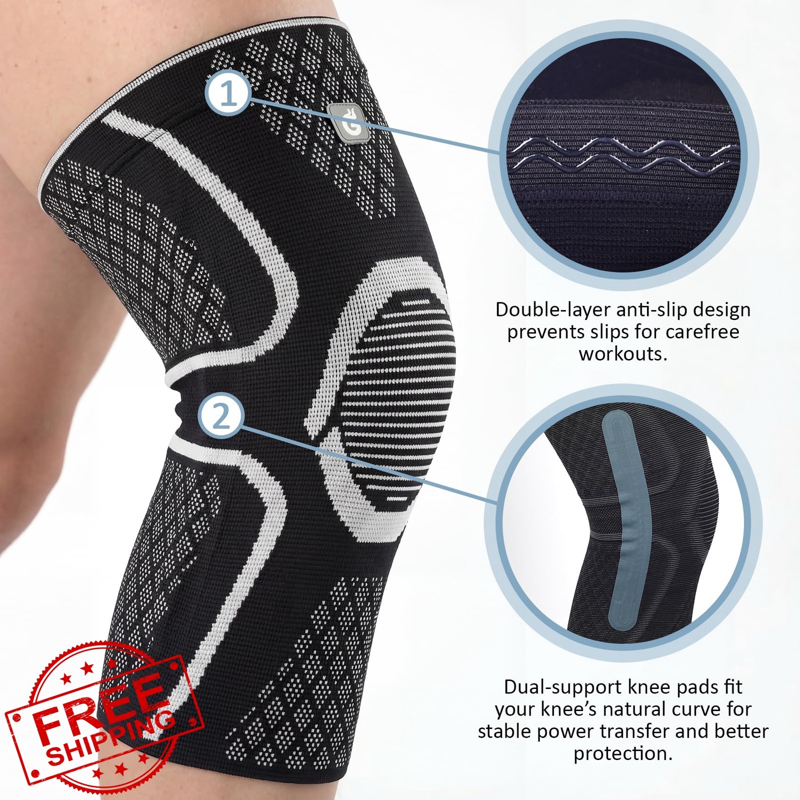 GOOGAH Knee Brace Large Blackgray