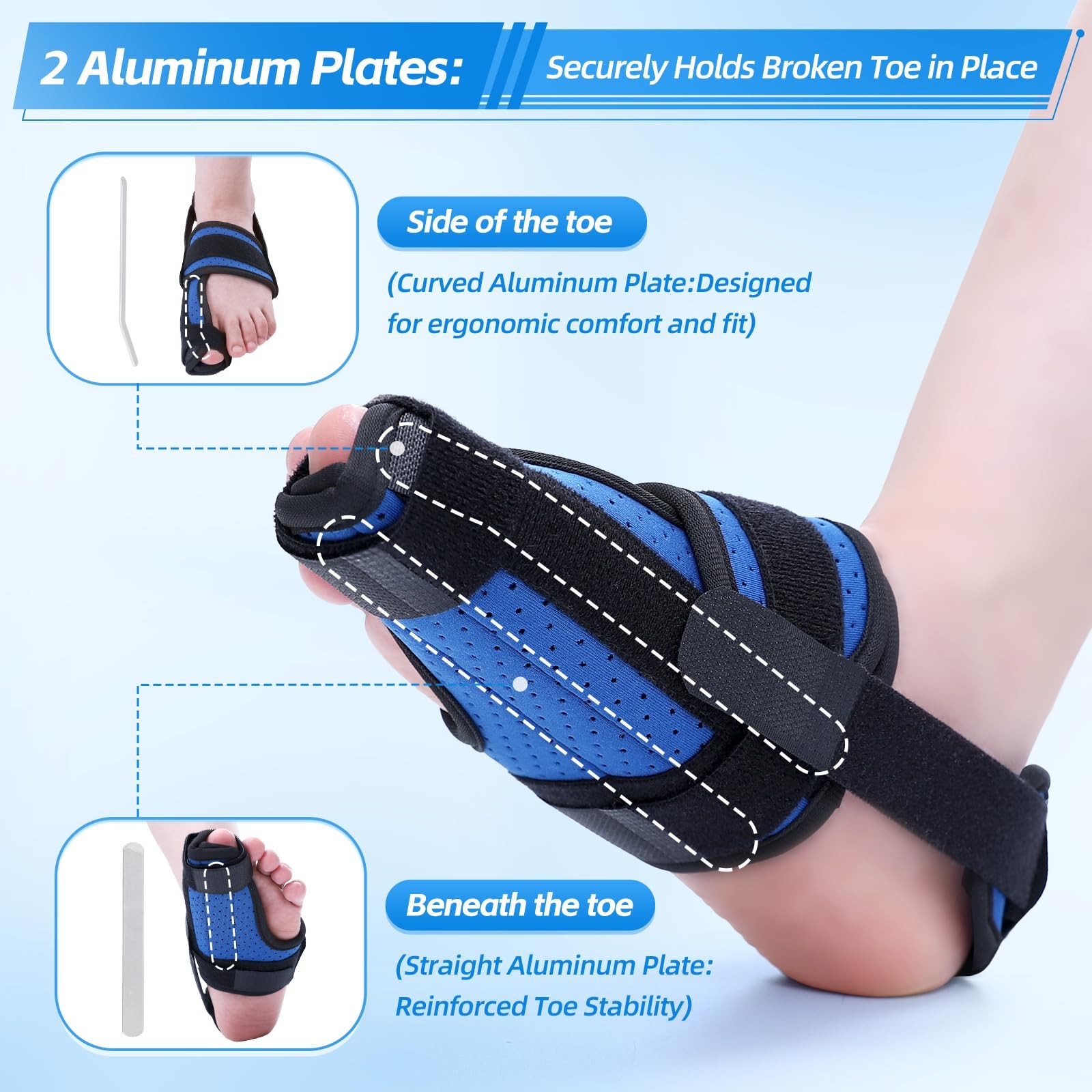 Big Toe Brace Splint for Broken Turf Toe, Fracture, Arthritis, Sprains, Support