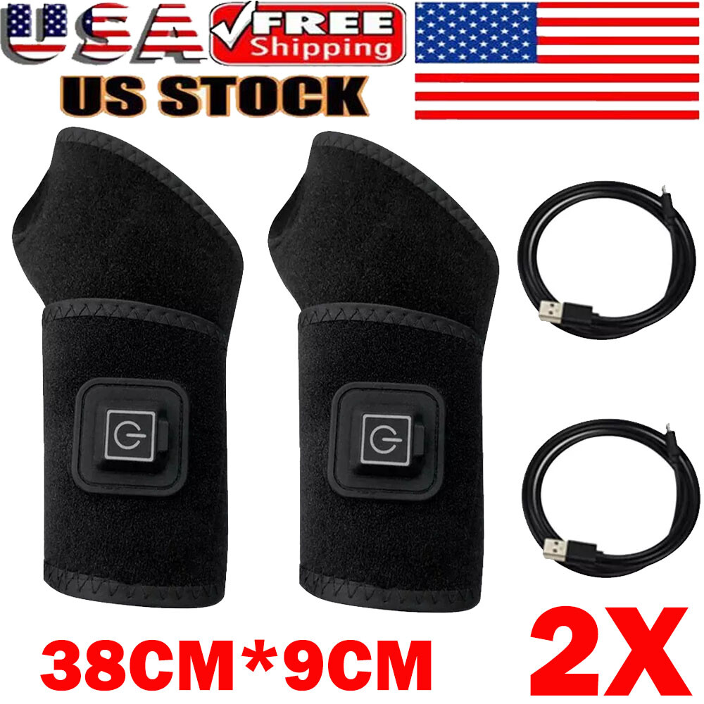 2x Wrist Heated Brace Wrist Warmer Electric Heated Wrap Wrist Heating Pads USA