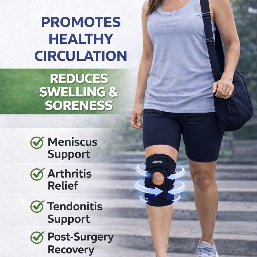 Knee Brace Open Patella Side Stabilizers Adjustable Compression Men Women