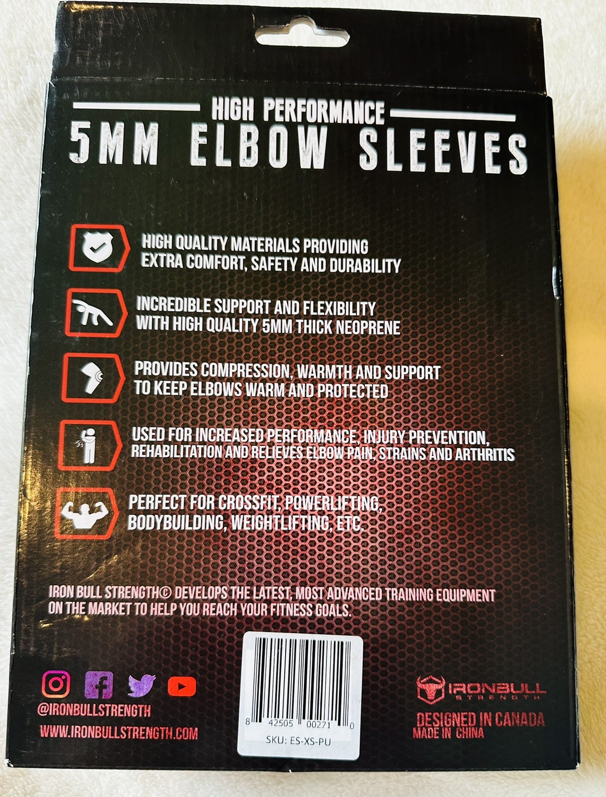IRONBULL 5MM Elbow Sleeves High Performance Black/purple Sz#XS New