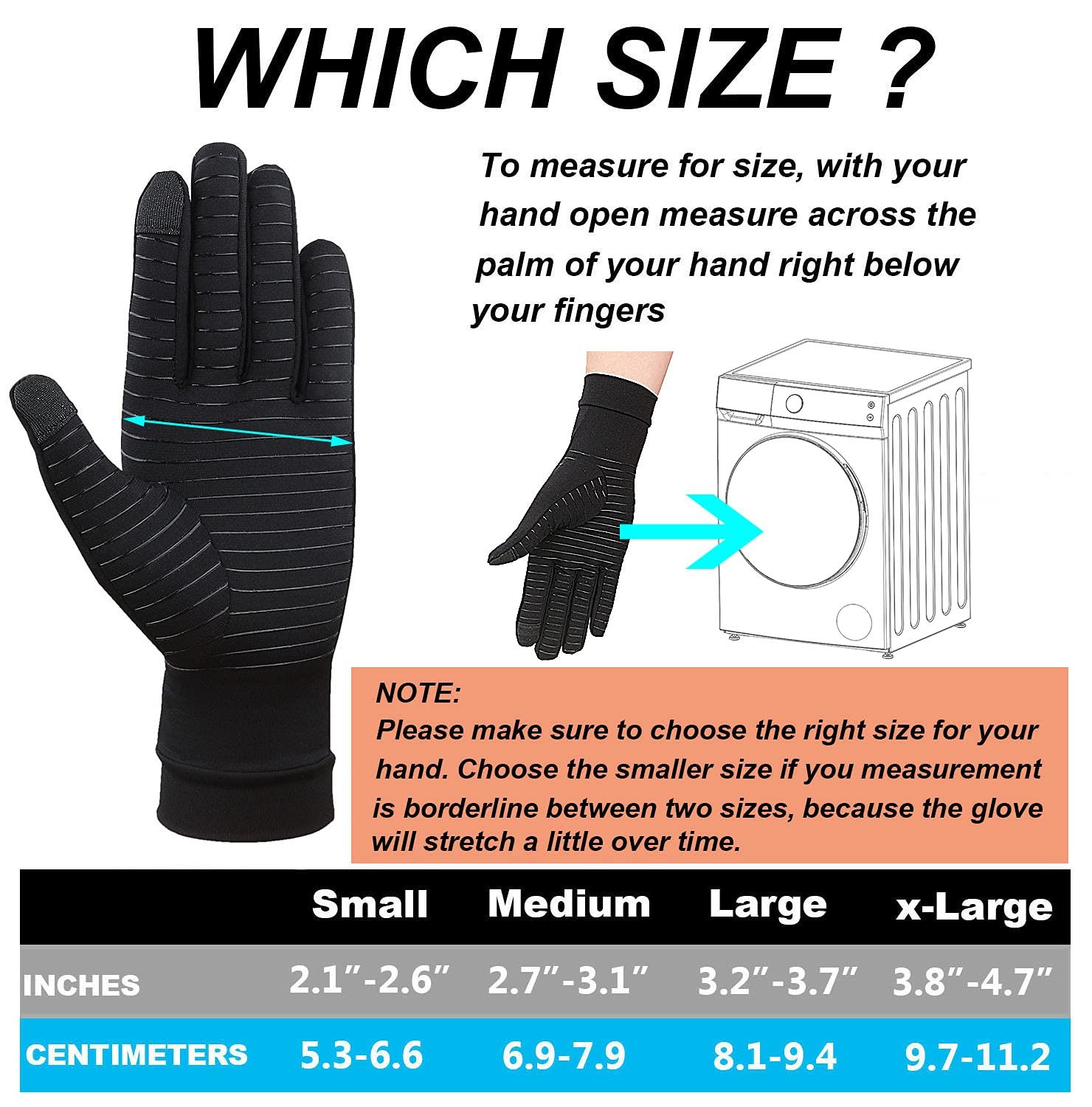 Copper Full Finger Compression Gloves for Women & Men Relieve Pain Hand Support