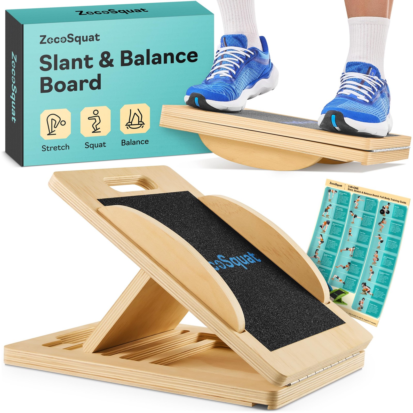 Slant Boards for Exercise – Board with 7 Incline Compact, Natural