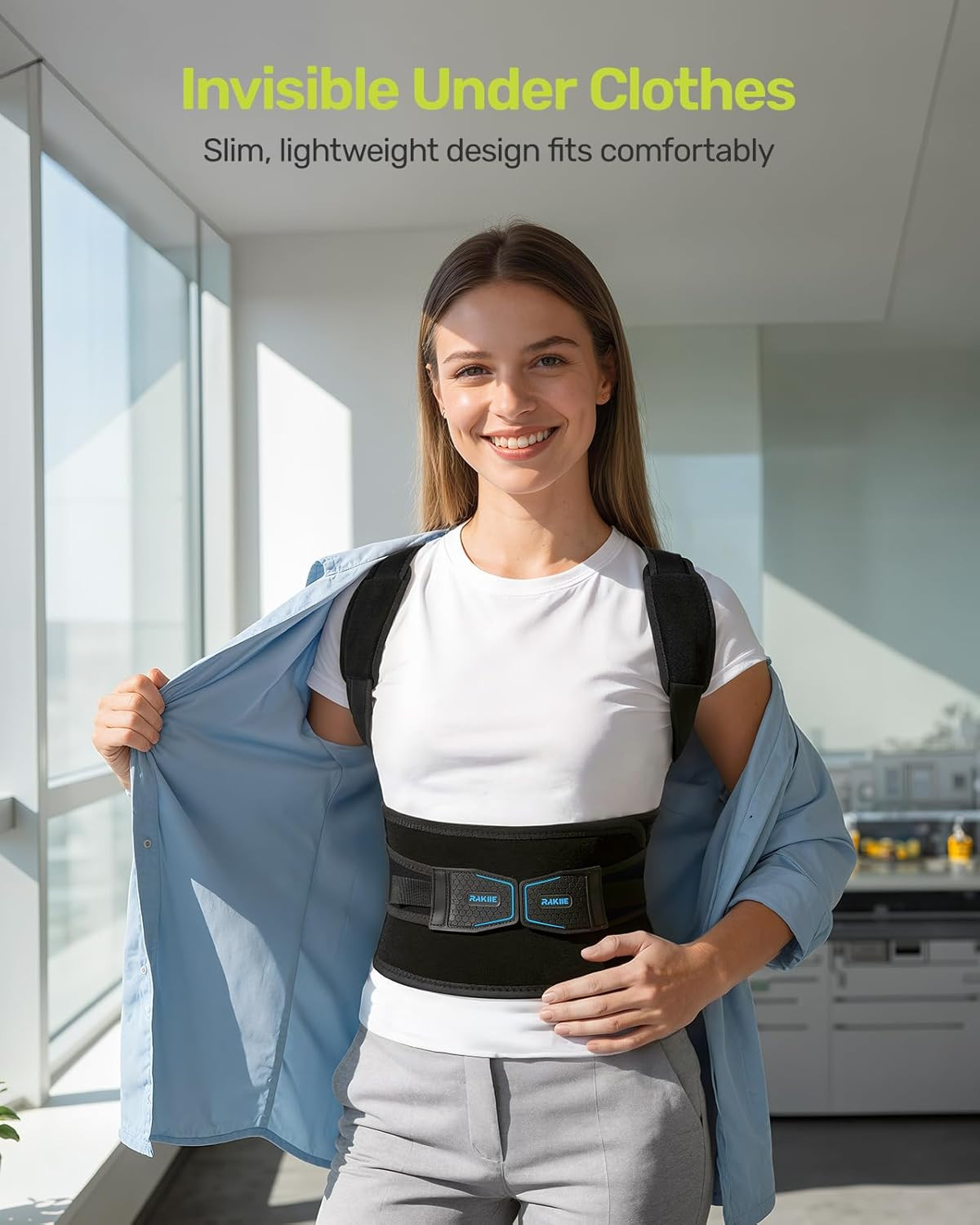 Posture Corrector for Women Men, 4 Back Support Brace Bars, Adjustable Shoulder