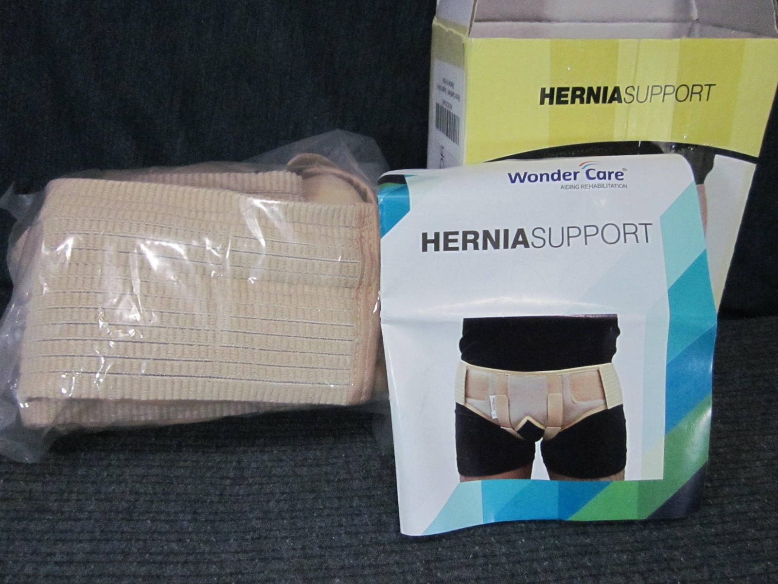 Hernia Belt Support Men Pre & Post Surgery Large Double Sided Wonder Care Tan