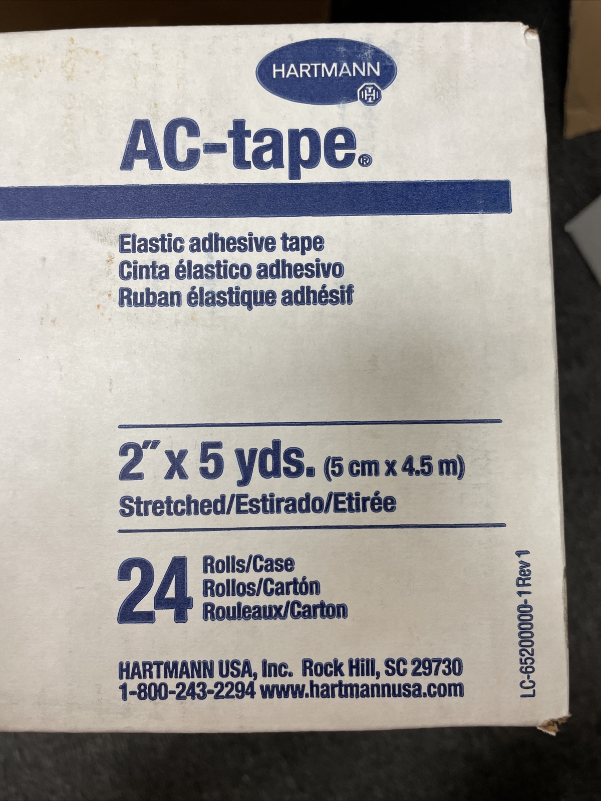 Hartmann- Conco Medical Grade Elastic Adhesive AC Tape, Box/24. 2”x5 yds, New.