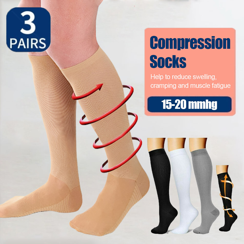 3 Pares Calcetines De Algodon Para Mujer Hombre CompresióN Medias Varices Vein