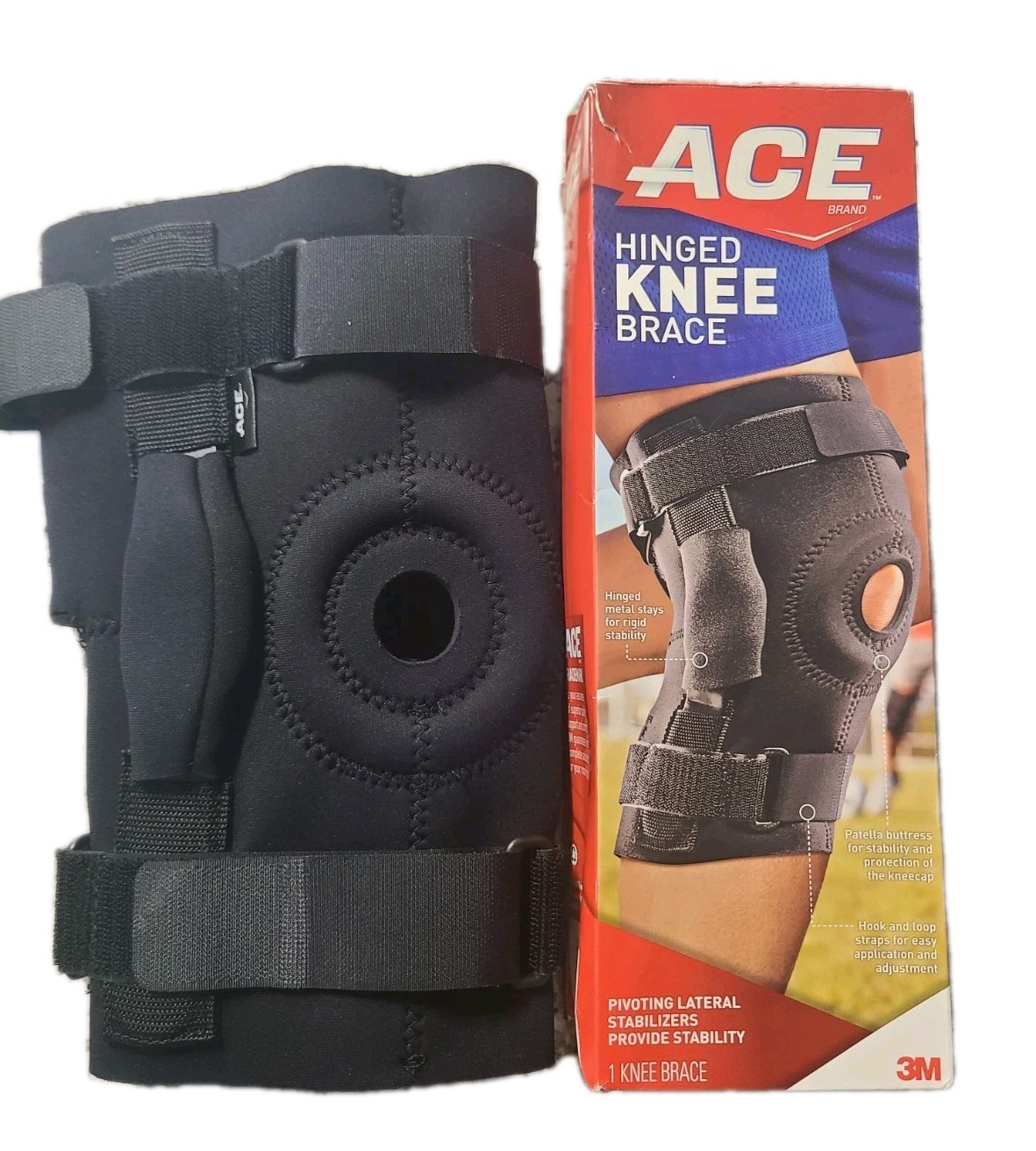 ACE Hinged Knee Brace Adjustable 209600 Pivoting Lateral Stabilizers PREOWNED