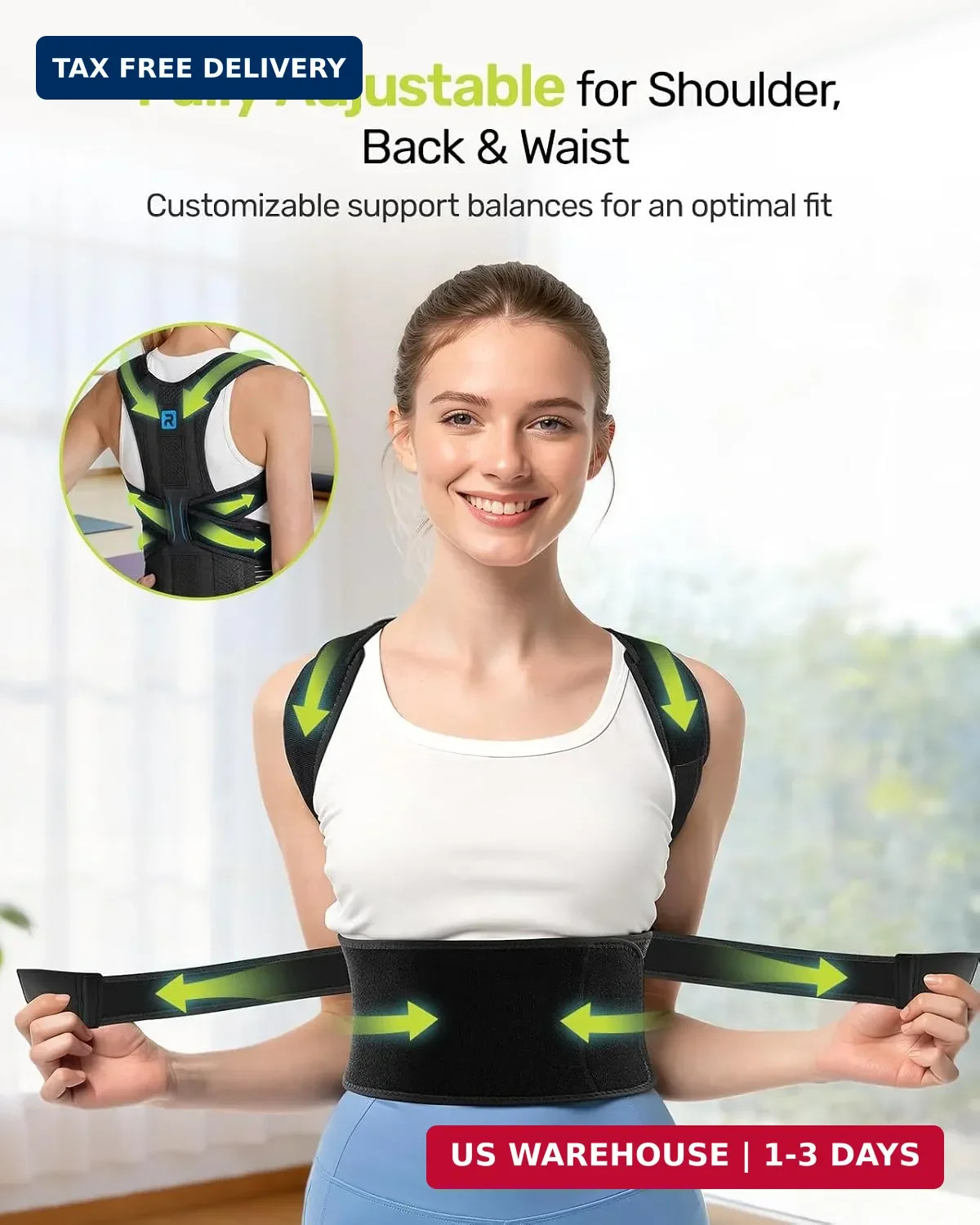 Adjustable Posture Corrector Low Back Support Shoulder Brace Belt for Men Women