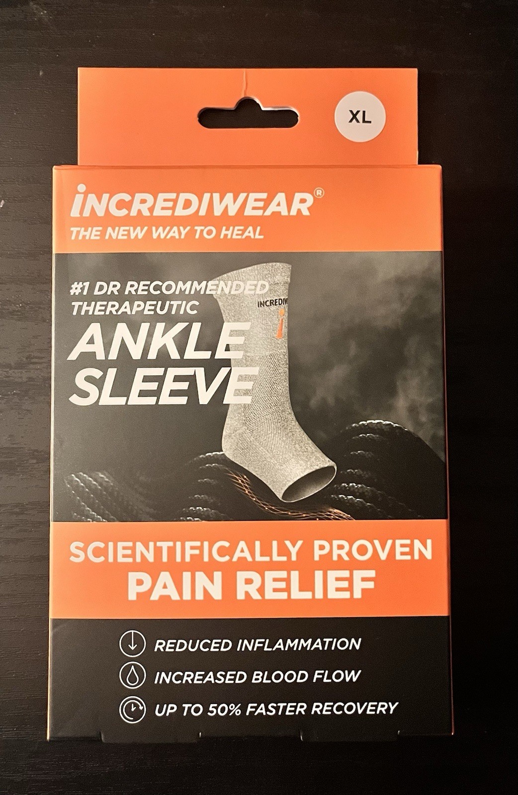 Incrediwear Ankle Sleeve XL Grey Compression Brace – New