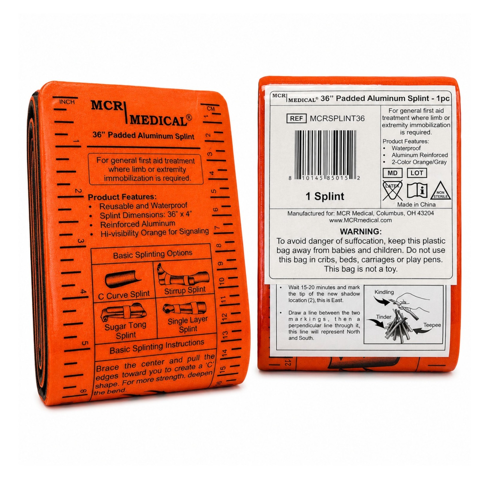36″ Aluminum Reusable, Waterproof, Splint, Single