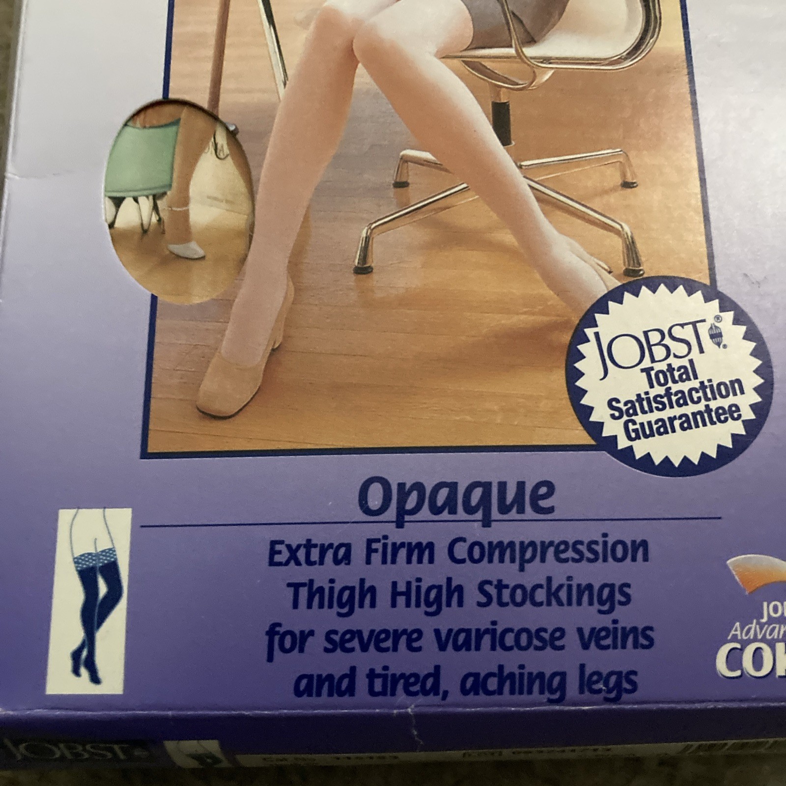 Compression Jobst 30-40 mmHg Closed Toe Thigh High Black Extra Firm Stockings XL