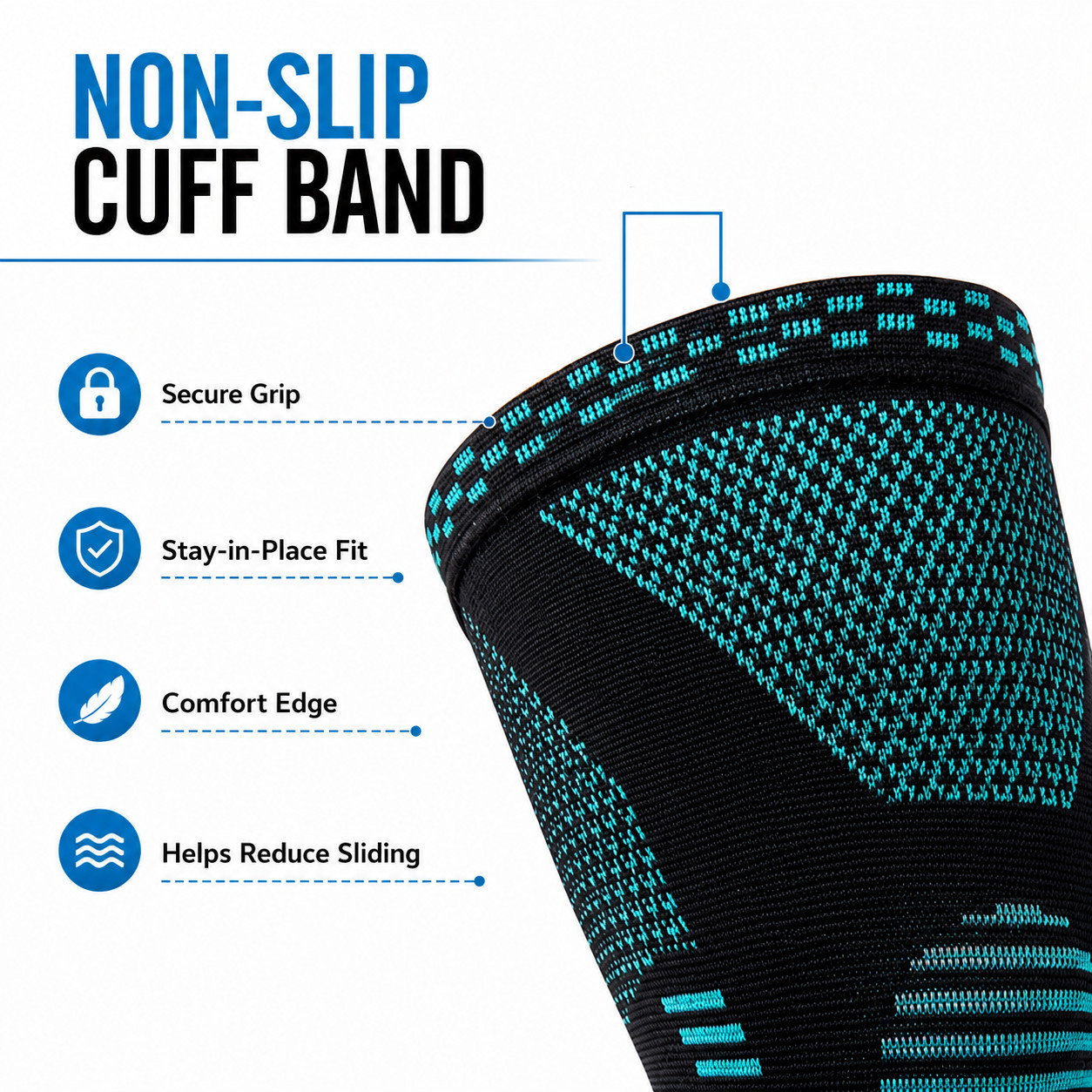 POWERLIX Knee Brace Compression Sleeve Support Men Women Running Gym Medium Teal