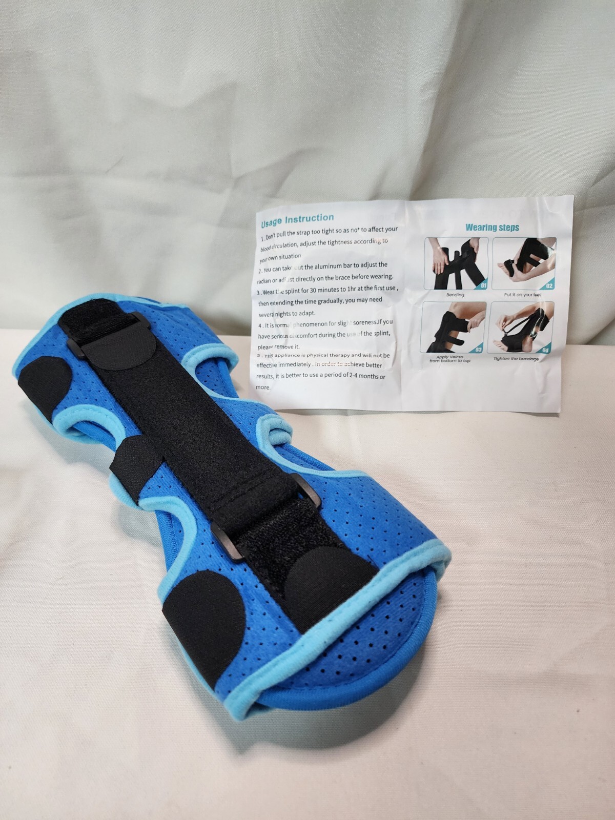 Plantar Fasciitis Night Splint Foot Brace w/ Arch Support Adjustable Straps,Blue