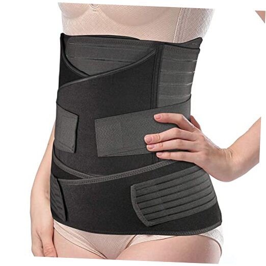 Postpartum Belly Band, 3-Piece Postpartum Girdle C One Size (US 4-12) Black
