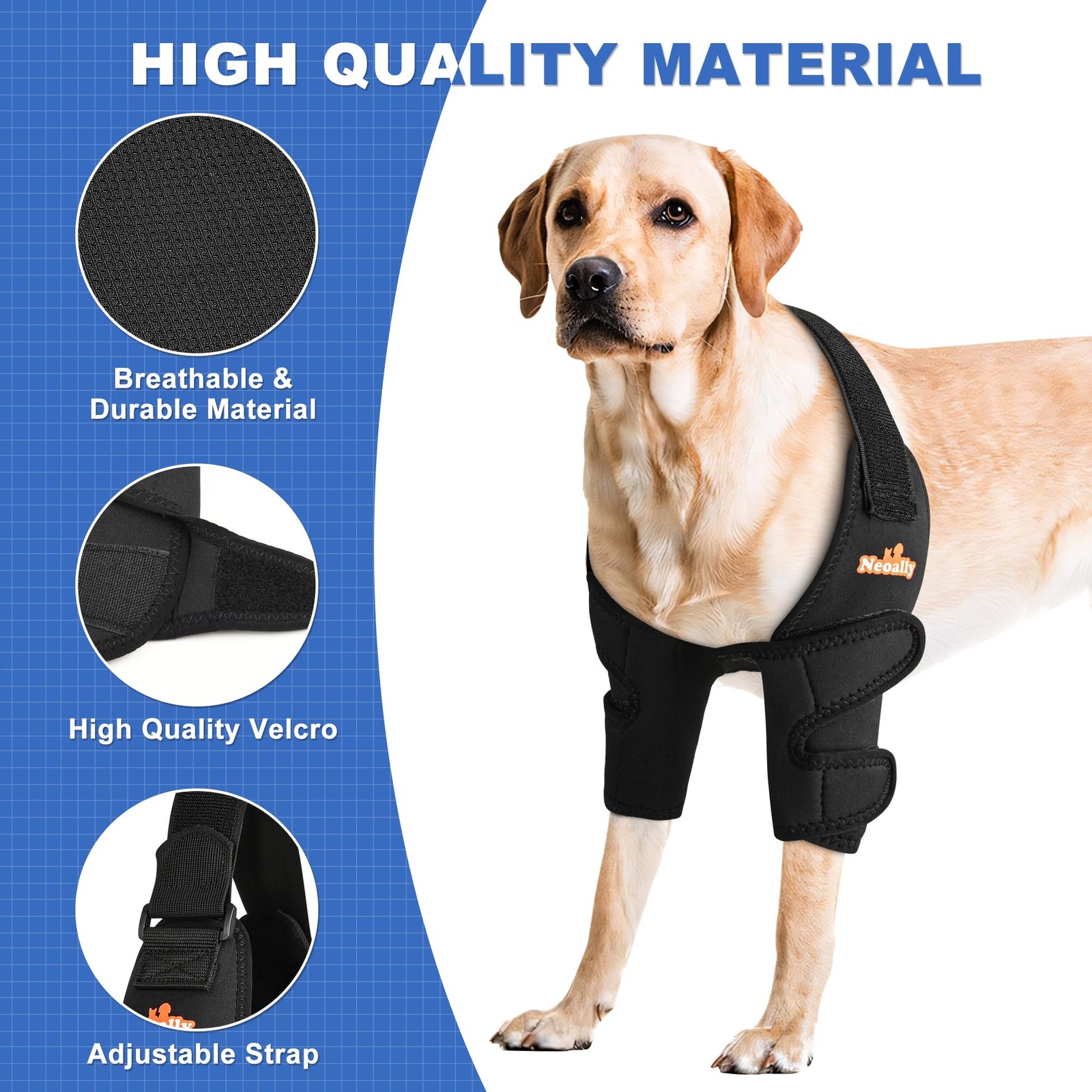 NeoAlly Dog Elbow Brace Protector Pads Medium Black Neoprene Joint Support