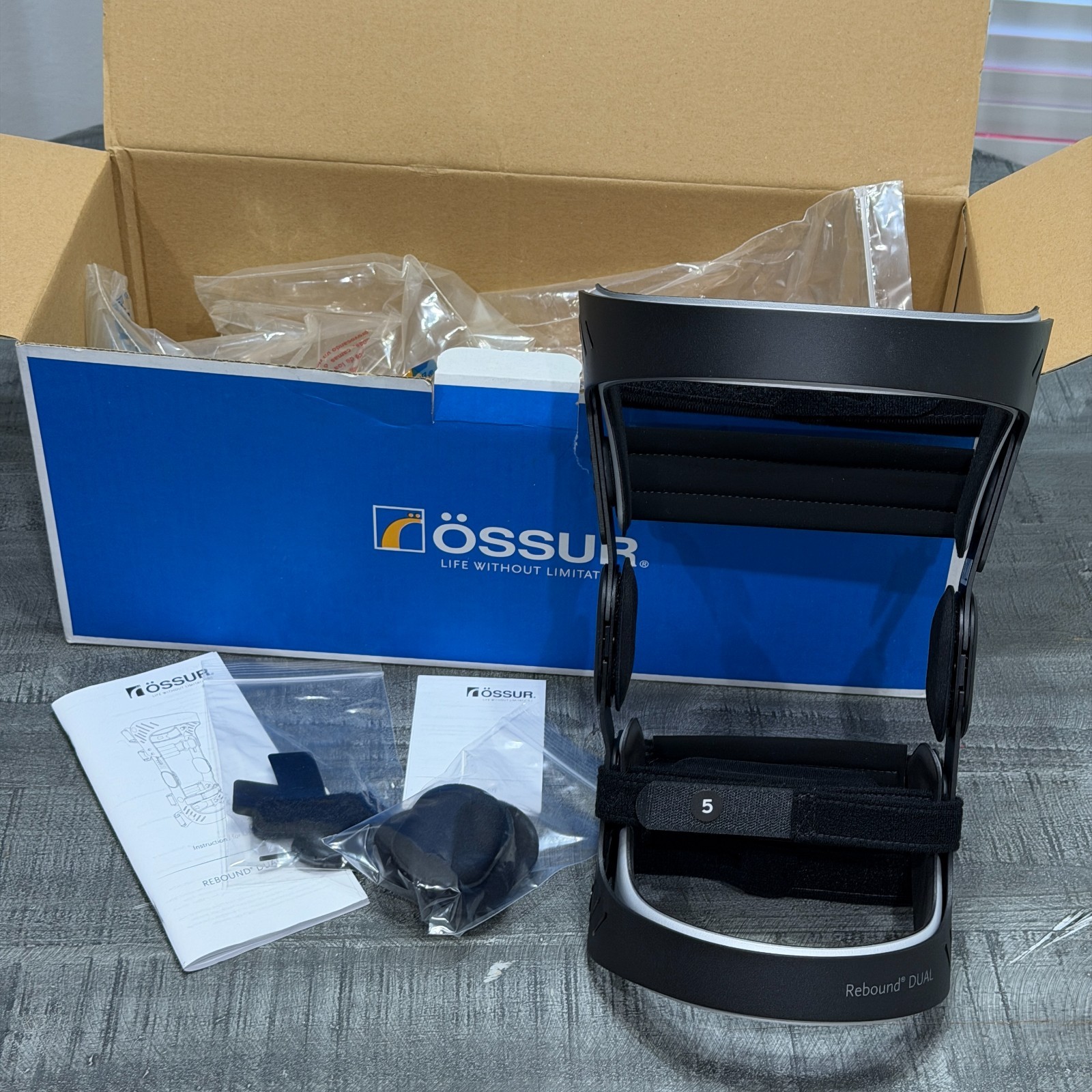 Ossur Rebound Dual Knee Brace For Acl, Mcl & Pcl Support, XXL, Left, Open Box