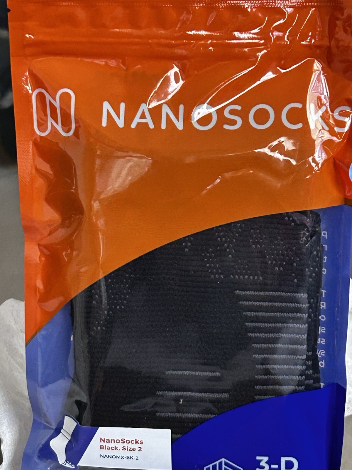 2 (two) Nanosocks Compression 3D Nano-Weave Technology Nanomx-BK-2 Black Size 2