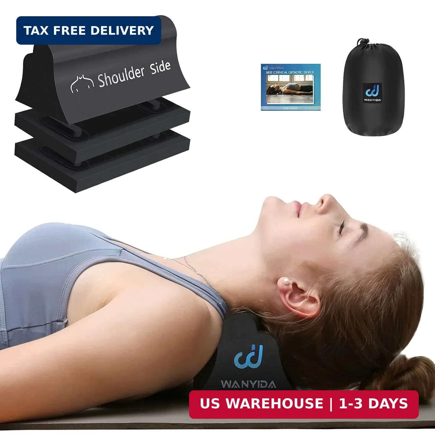 WANYIDA Neck and Shoulder Relaxer, Neck Stretcher Chiropractic Pillows for Pain