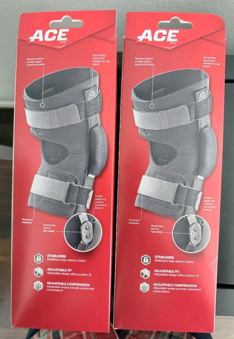 Ace 3M Hinged Two Knee Braces Adjustable Support Firm Left and Right Knee Pair