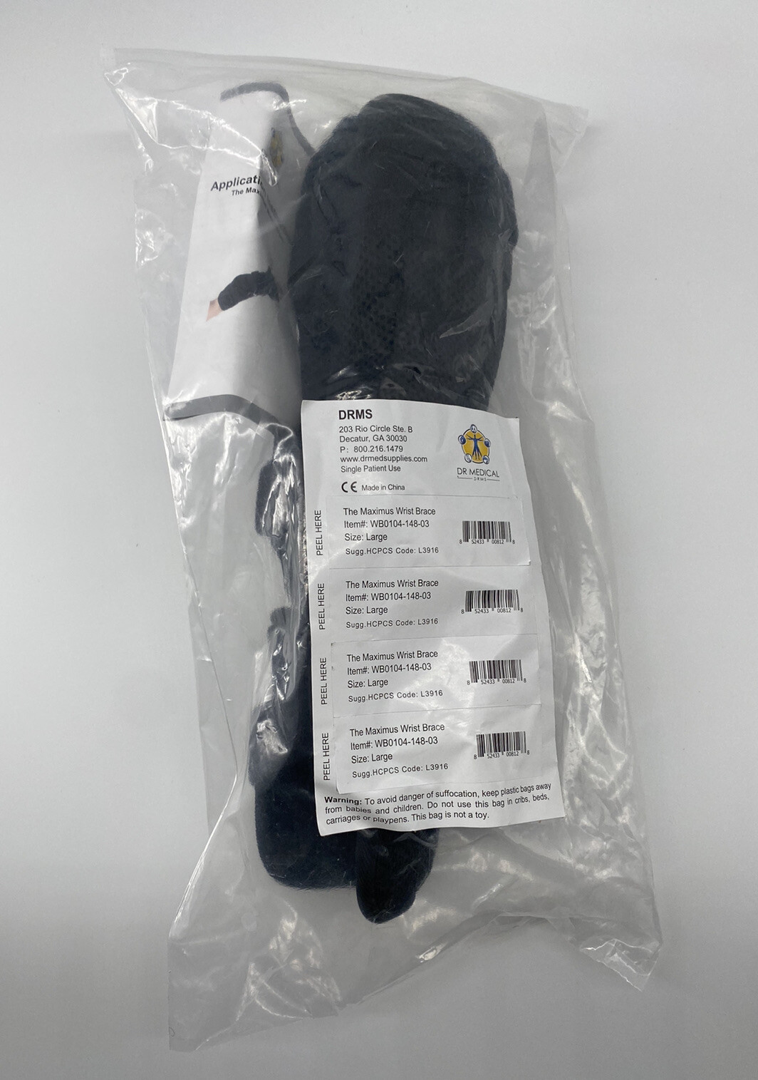 Dr Medical DRMS The Maximus Wrist Brace WB0104-148-03 Size Large
