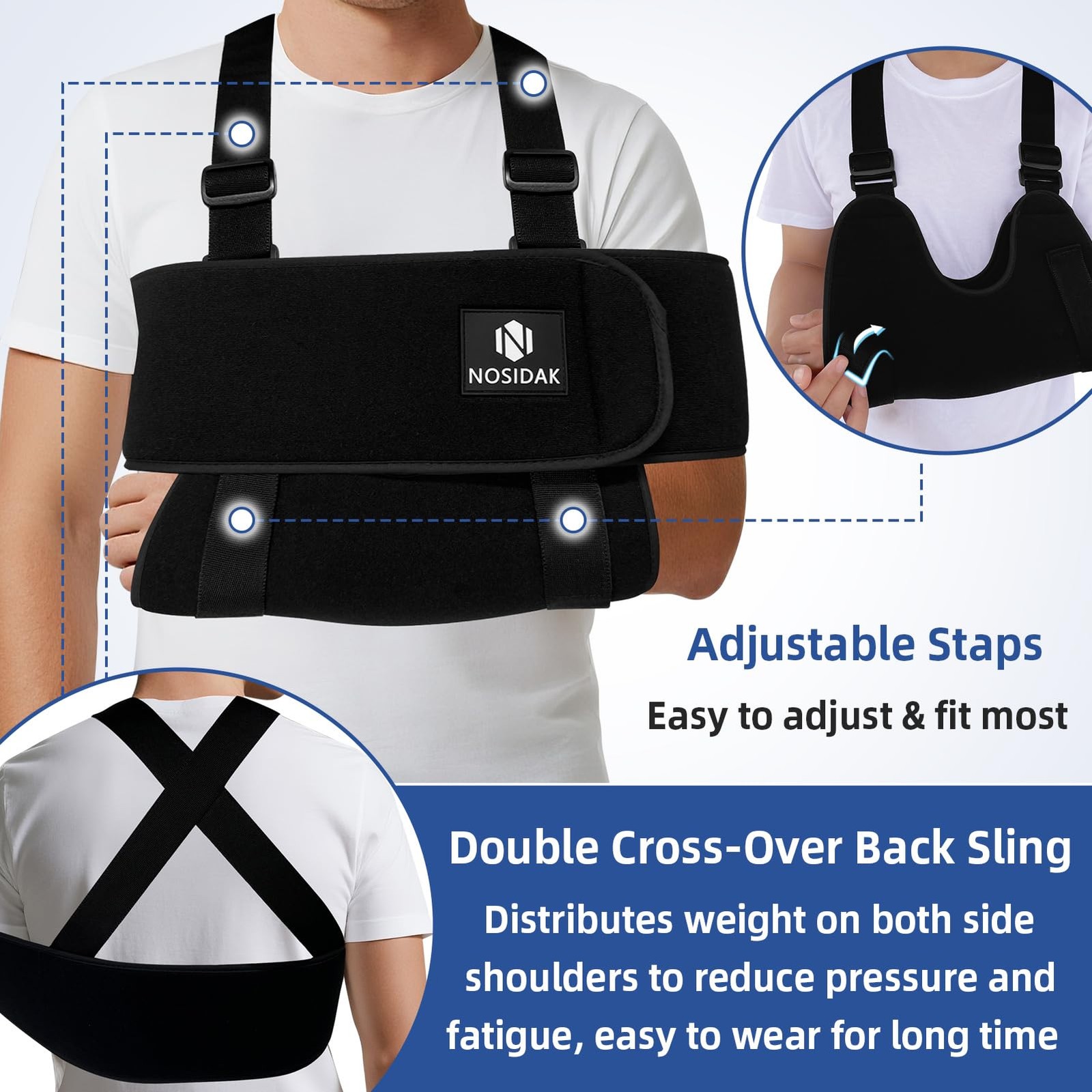 Arm Sling Shoulder Immobilizer for Sleeping, Adjustable Shoulder Sling for Sh