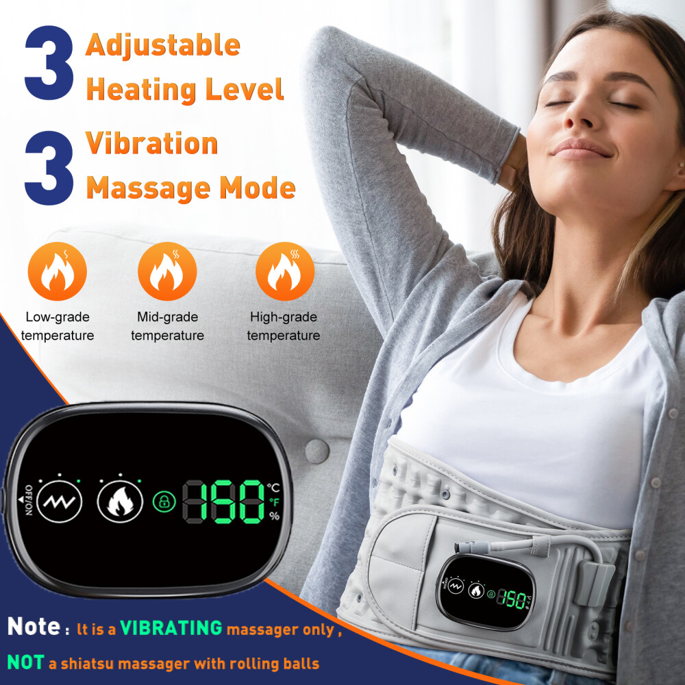 Inflatable Decompression Lower Back Belt Lumbar Support Heated Vibration Massage