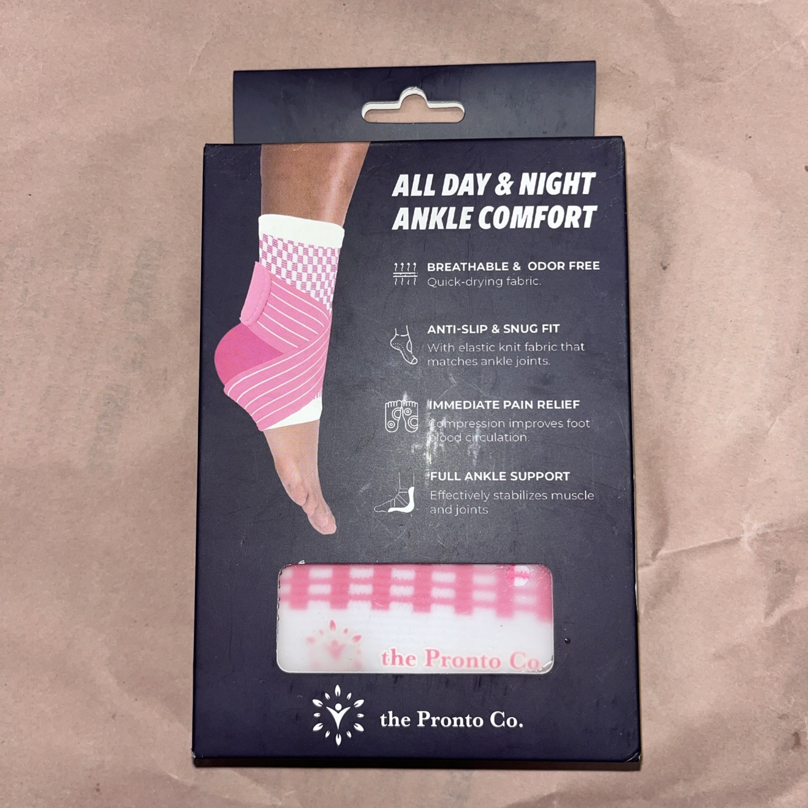 Ankle Brace Adjustable Compression Support Pink