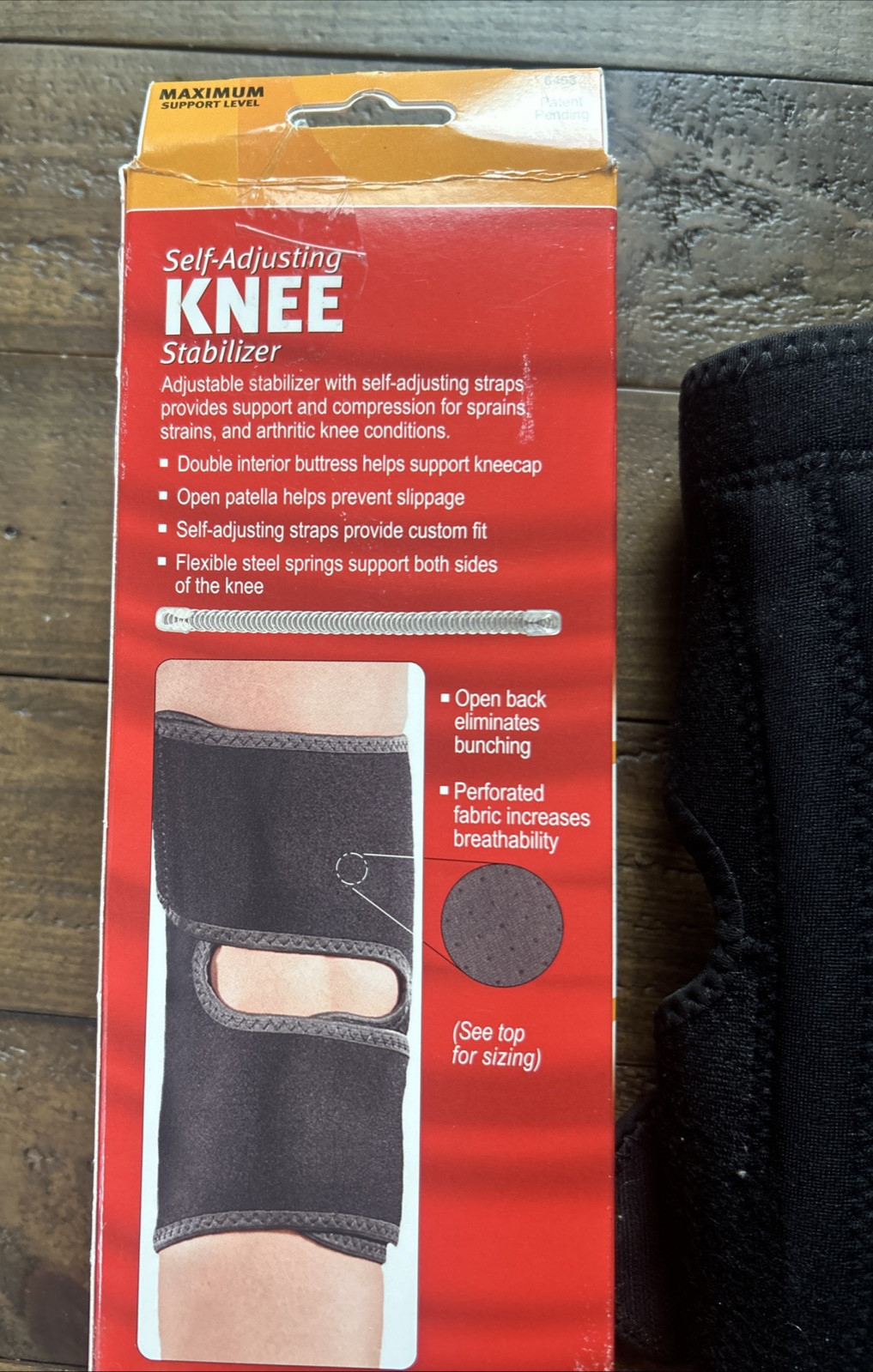 Mueller Self Adjusting Knee Stabilizer Black One Size Moderate Support #6463