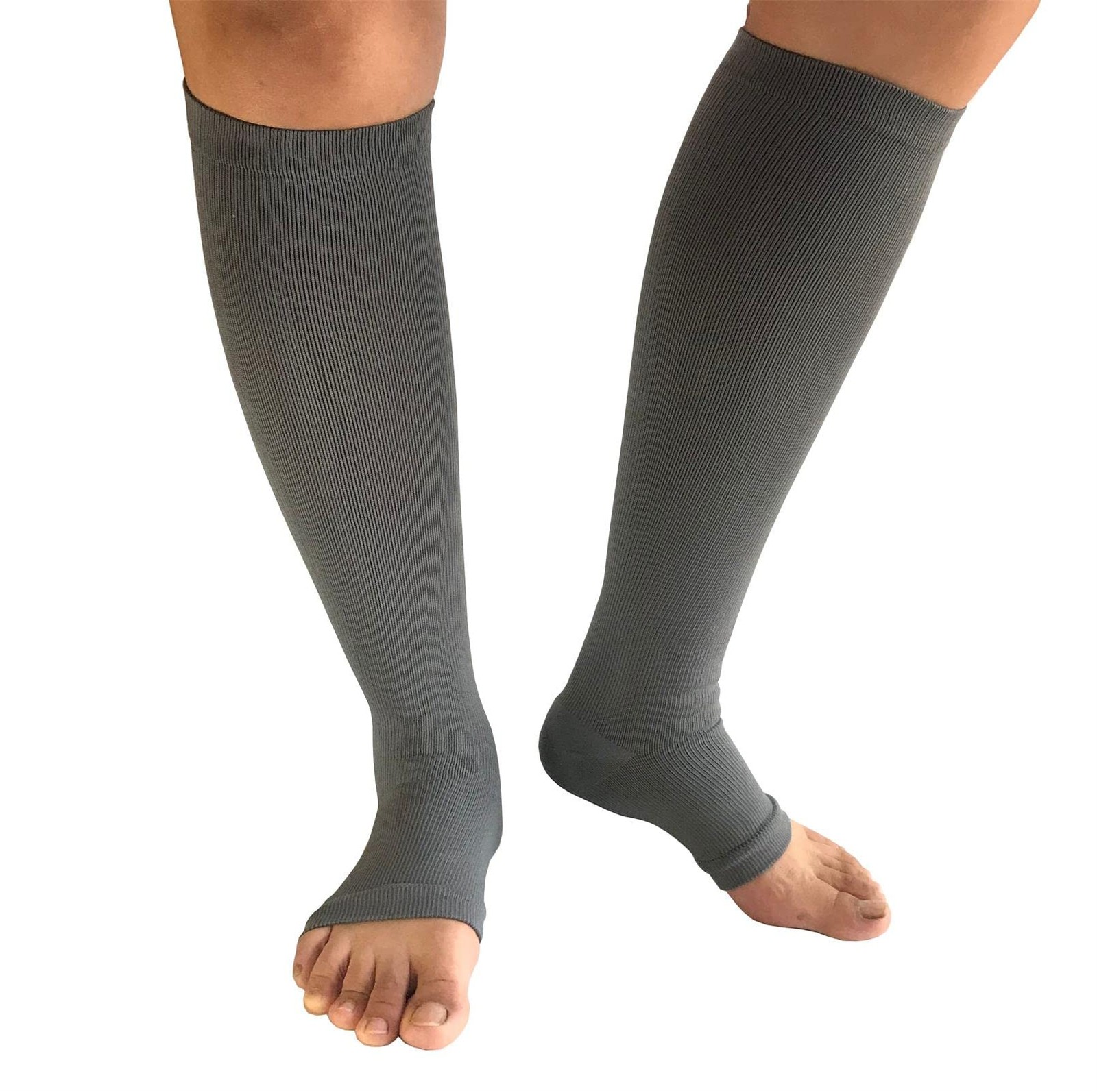 Toeless Open Toe Compression Socks Knee High Support Stockings Assorted 3Pr
