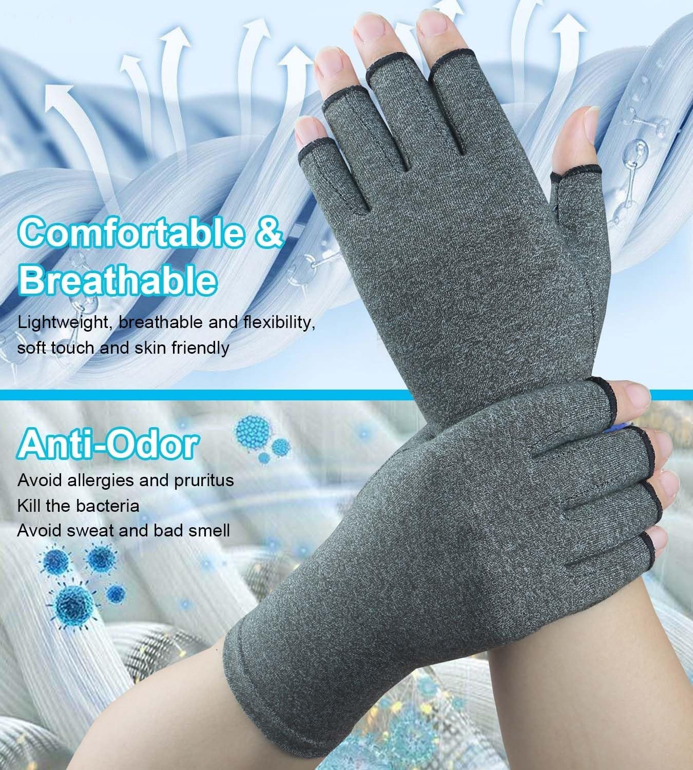 4 Pair Compression Gloves for Carpal Tunnel Pain Fingerless Arthritis Hand Glove