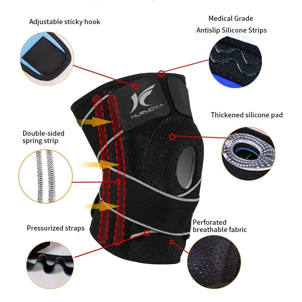 Hurmoya Knee Brace – Side Stabilizers & Patella Gel Pads, Adult Small, ACL PCL