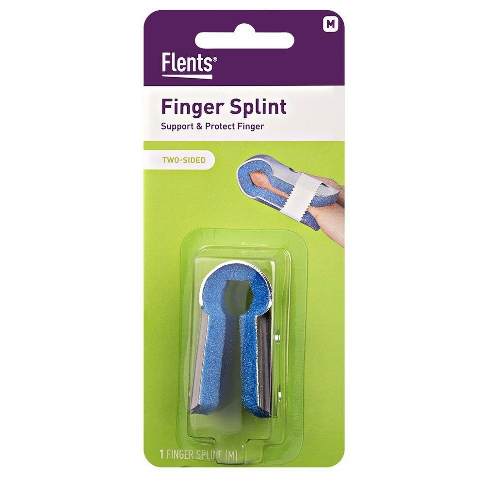Flents Finger Splint Support & Protect First Aid Two Sided Medium Blue Color 1ct