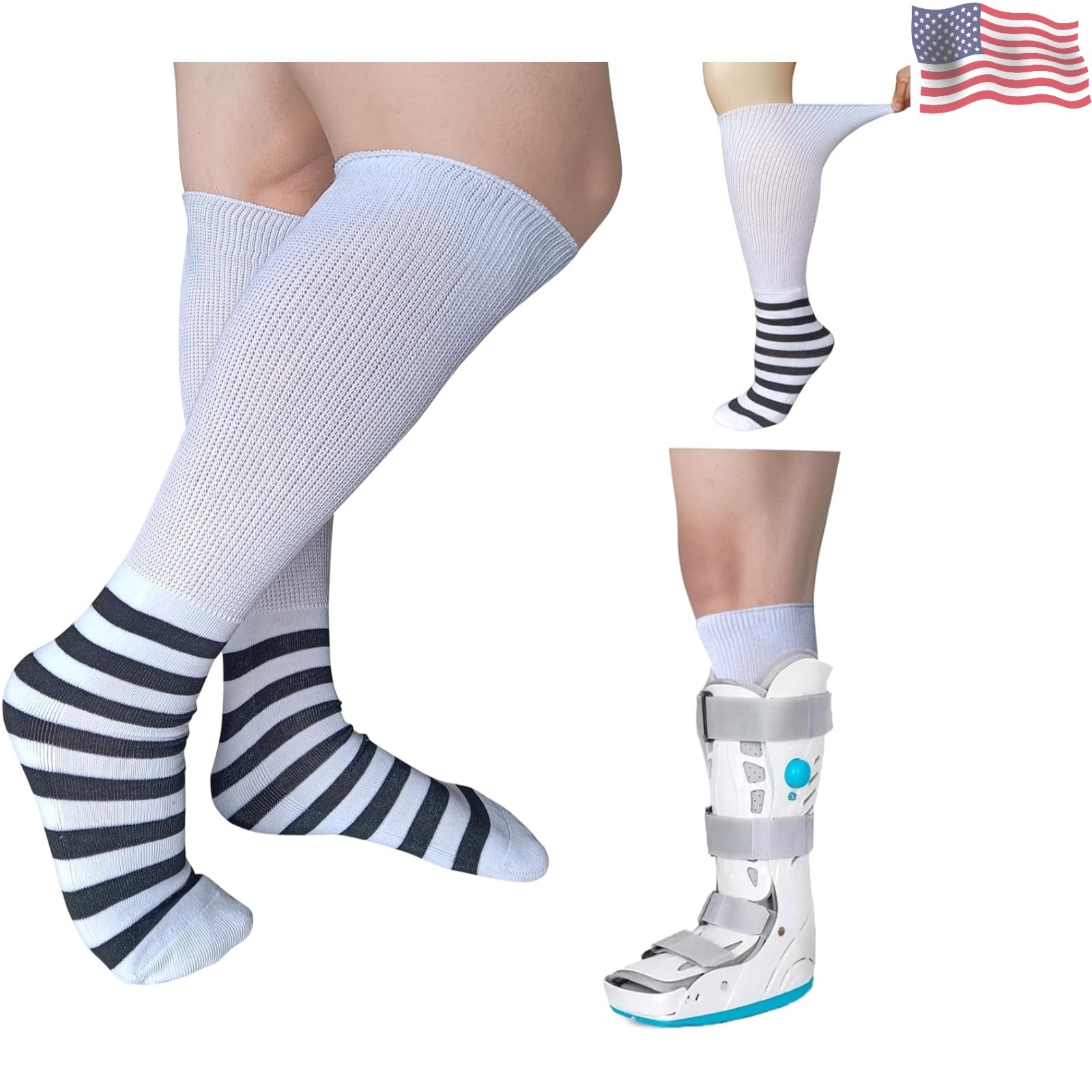2 Pairs Walking Boot Socks Replacement Liner for Air cast Walking Boot Fractu…