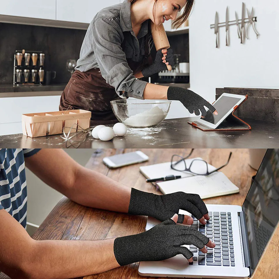 2Pair Arthritis Compression Gloves Wrist Support Hand Brace Wristbands Women Men