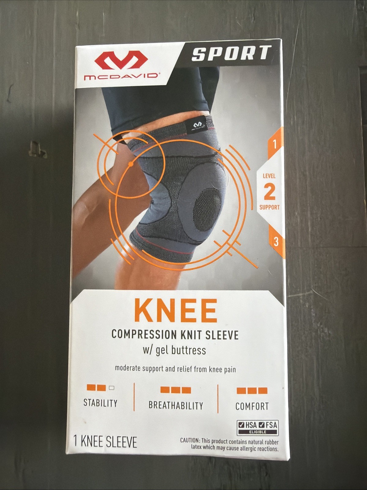 McDavid Knee Compression Knit Sleeve w/ Gel Buttress Support Gray S/M L/XL