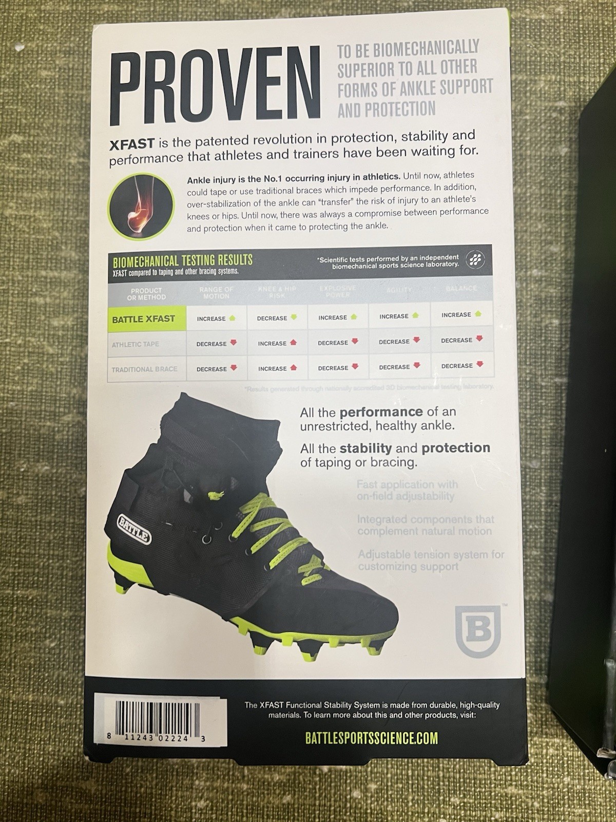 Battle XFAST Ankle Stability System Brace Size L Black Athletic Support NEW