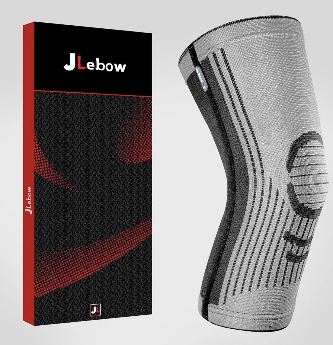 JLebow Knee Compression Sleeve for Knee Pain for Athletes Best Knee Brace Large