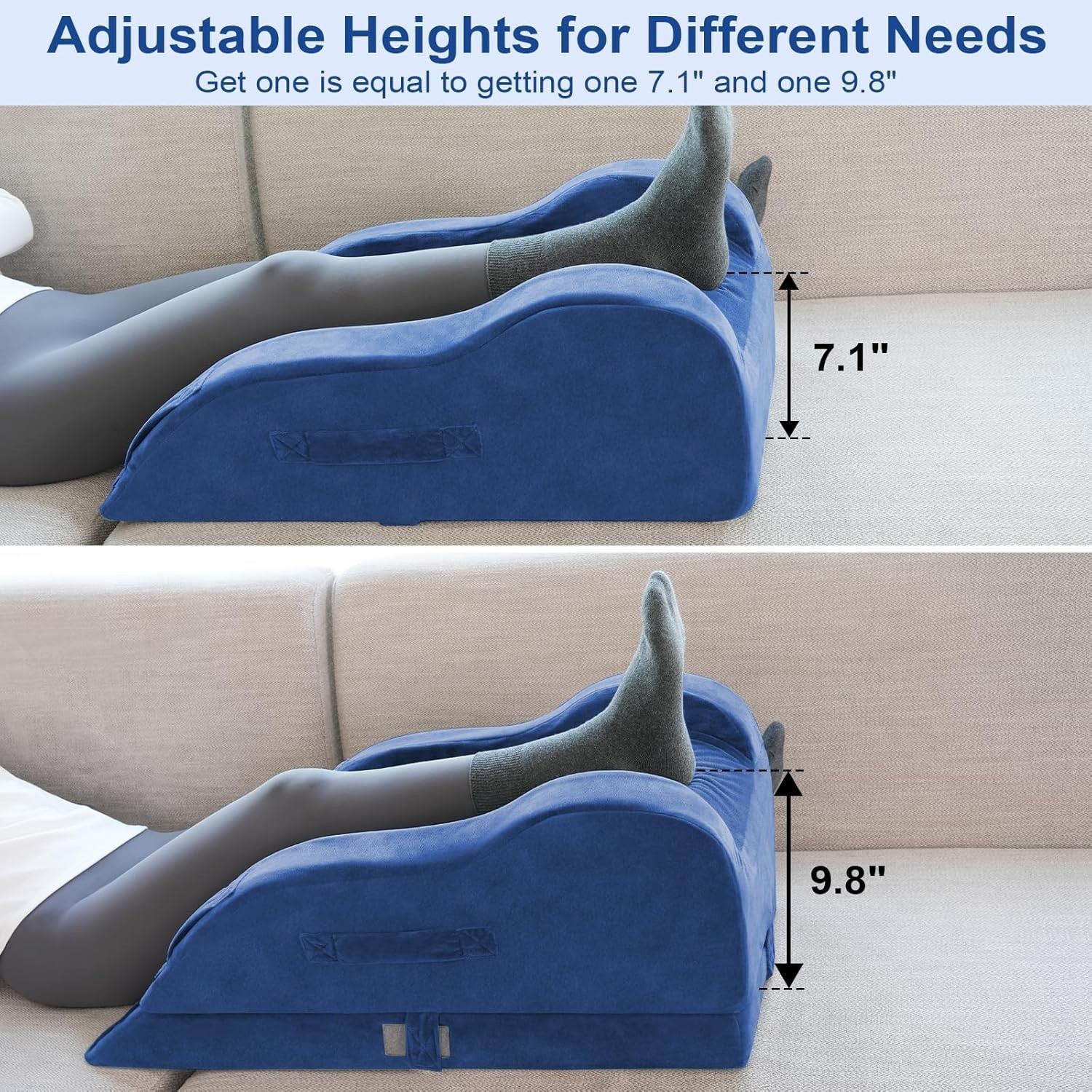 Adjustable Leg Elevation Pillows for After Surgery, Ergonomic Curve Keeps Kne…
