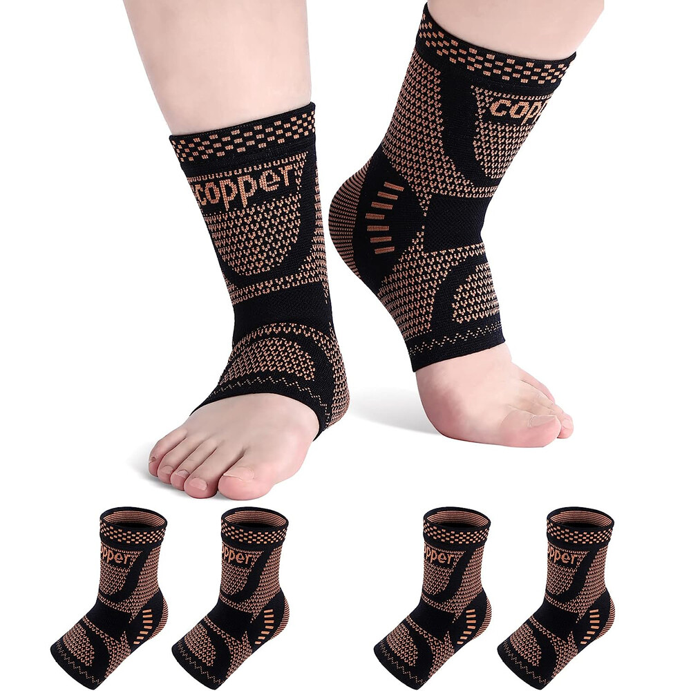 Copper Ankle Support Brace Stabilizer Foot Pain Relief Compression Sleeve Socks