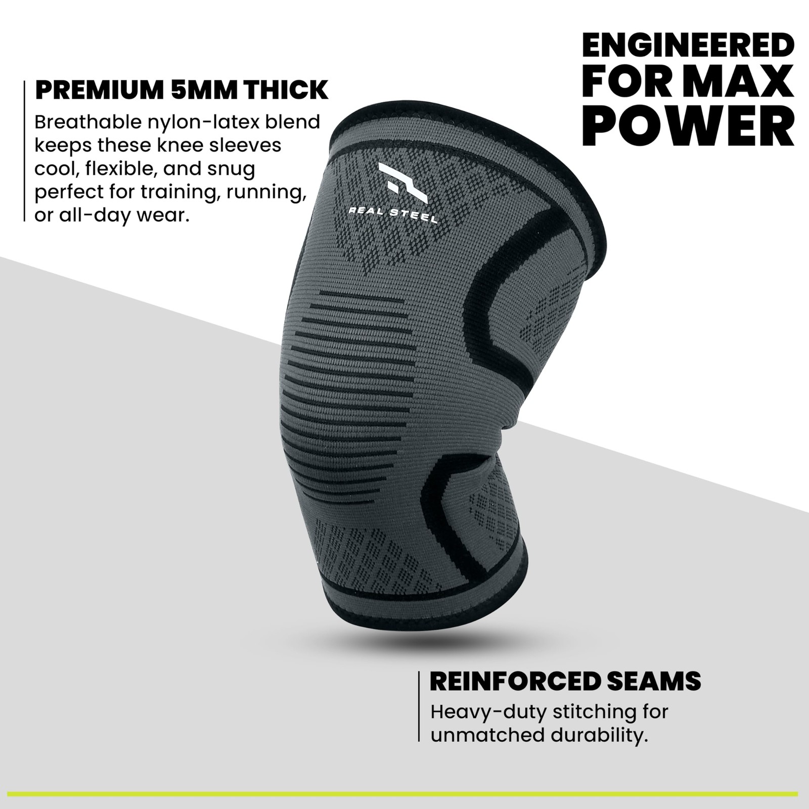 1 Pair Real Steel Compression Knee Brace Men Women Support Running Knee Pain