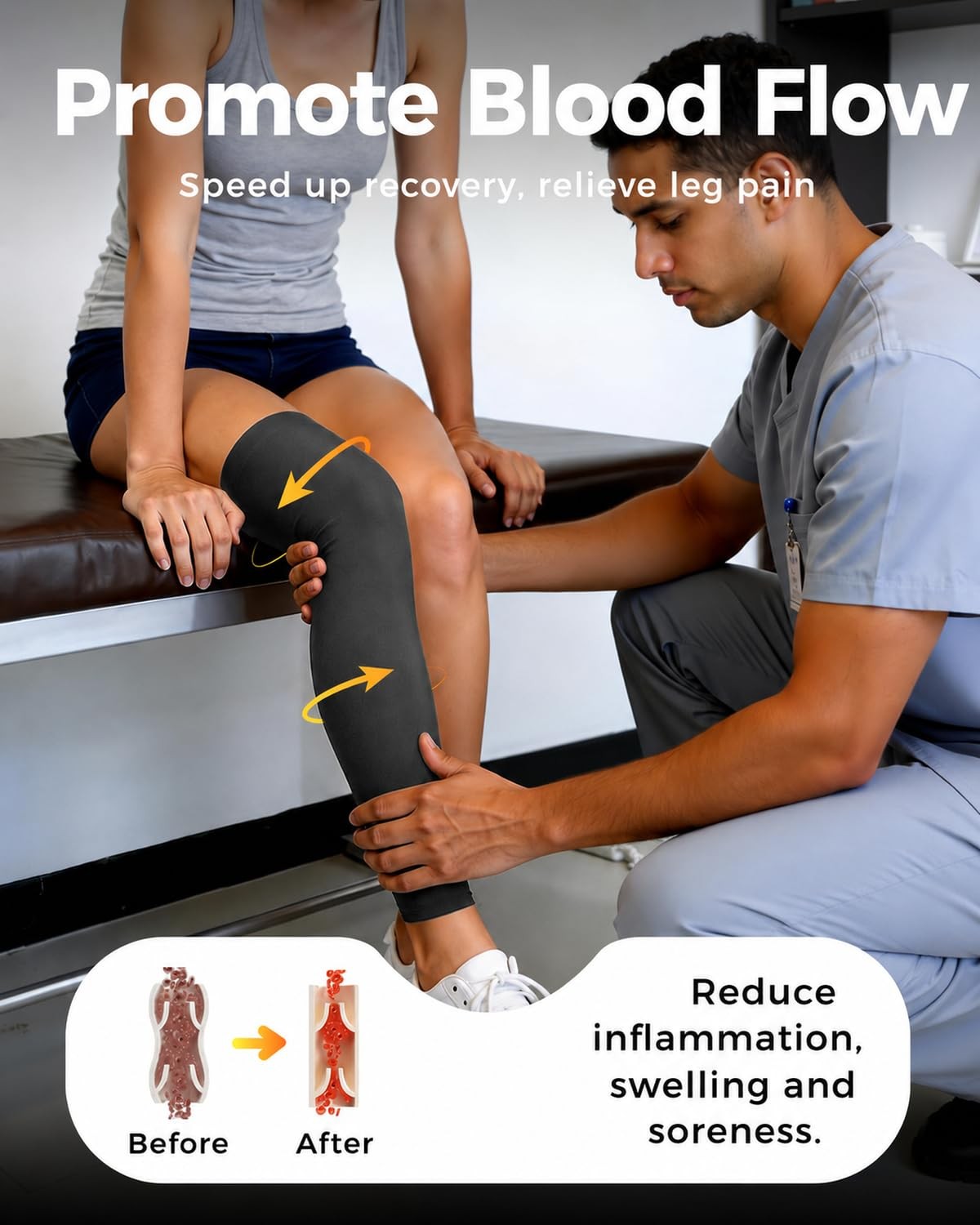 Copper-Infused Leg Compression Sleeve Ultra Breathable Full Leg Compression S…