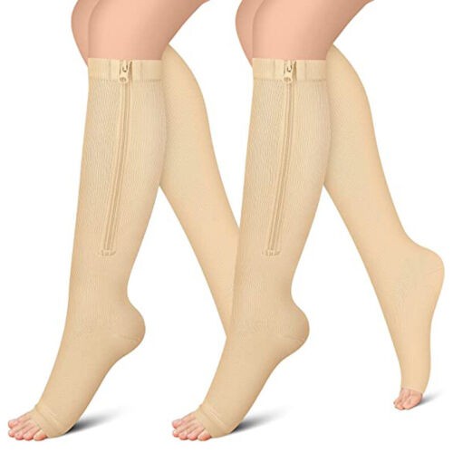 3Pair Open Toe Compression Socks 20-30mmHg Calf Leg Ankle Support Stocking–
